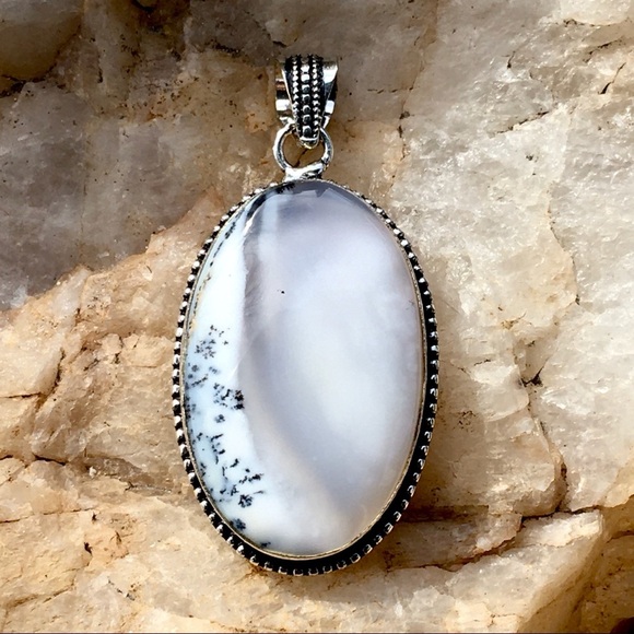 Merlinite Dendritic Opal pendant - Picture 5 of 5